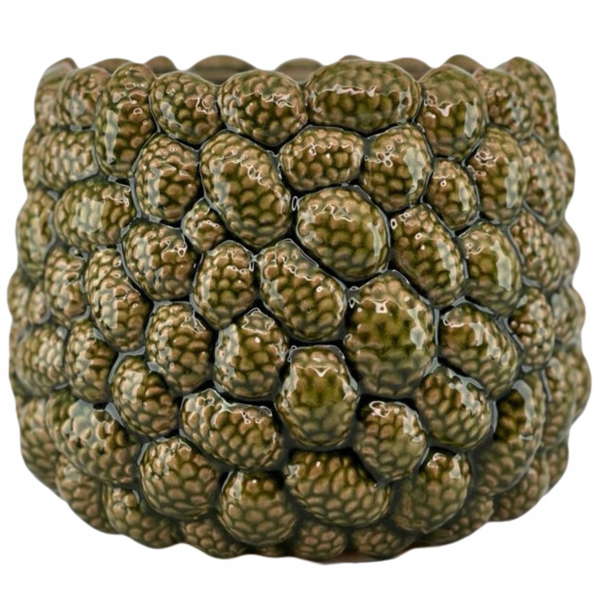 Grote keramieken pot met Dennappelmotief - 17x20 cm