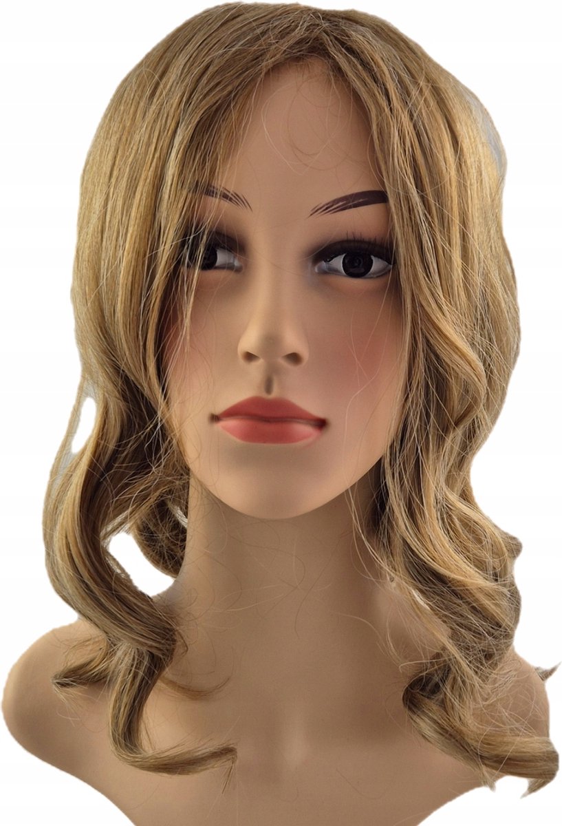 Merkloze Lange Blond Synthetische Pruik met Natuurlijke Lokken en Golven