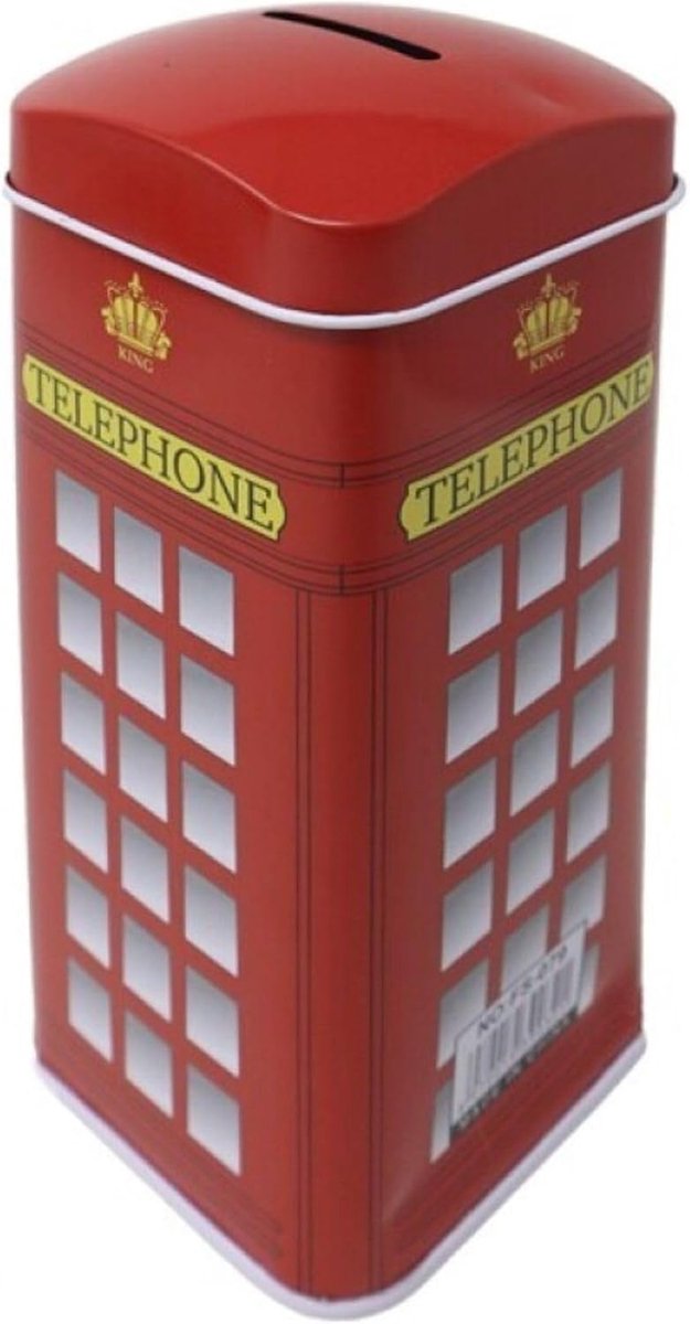 Spaarpot Telefooncel 16 x 7 cm - Grote metalen spaarpot - Leuk ontwerp - Perfect als cadeau - ShopVlot