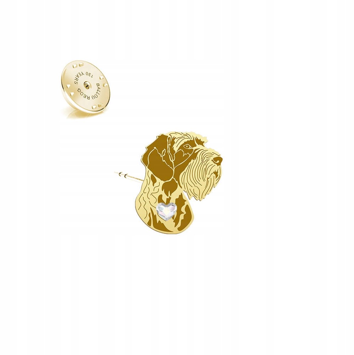 Gouden Broche Duitse Ruwharige Wijzer 925 Sterling Zilver met Kristal
