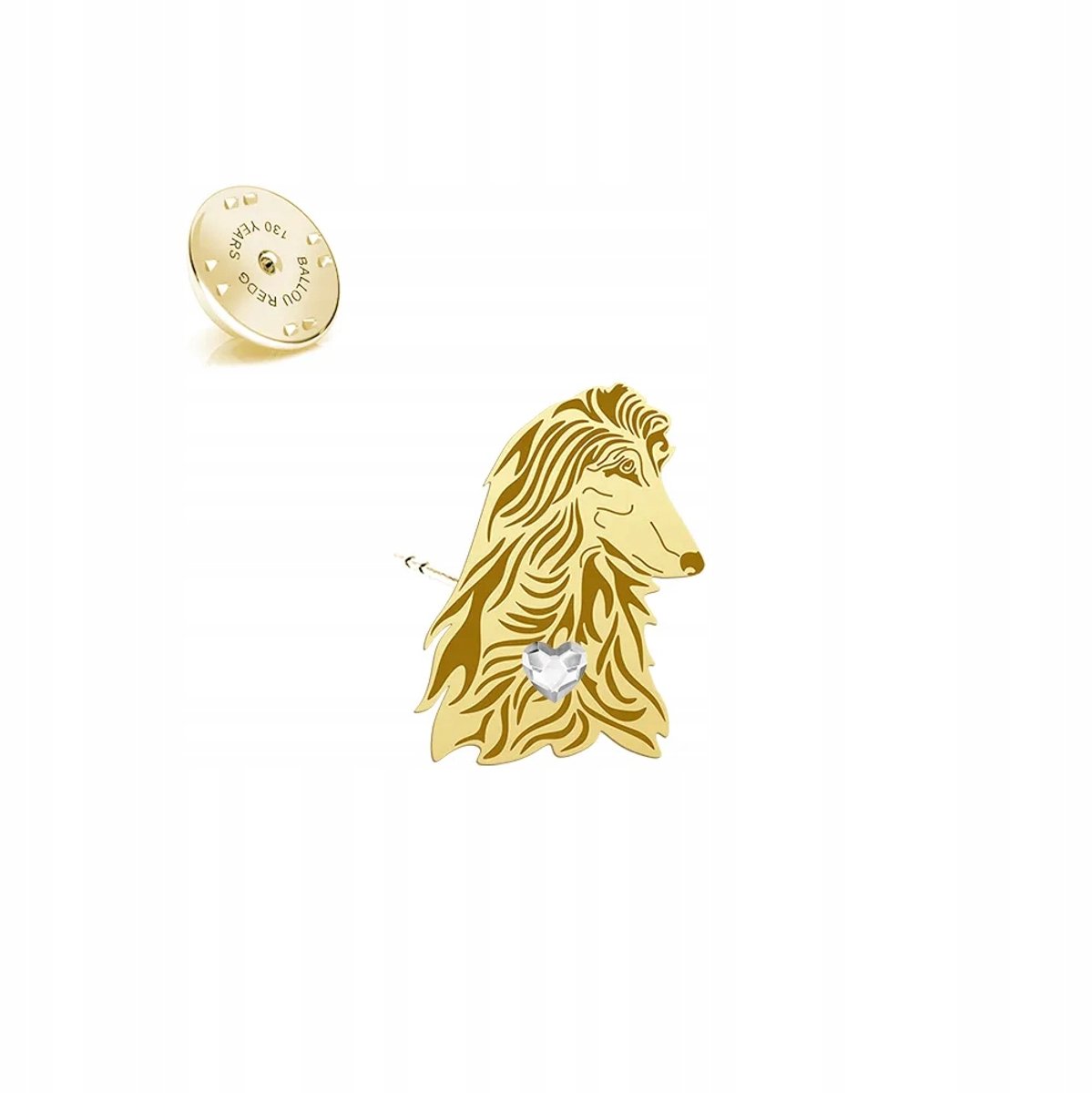 Gouden Broche Afghaanse Windhond 925 Zilver met Kristal