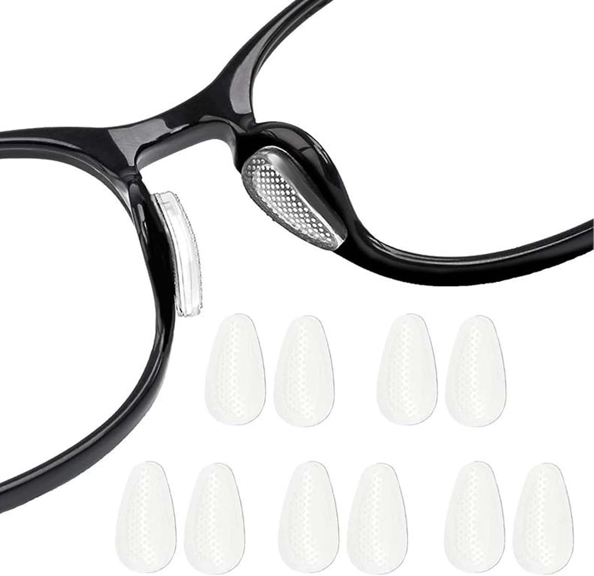 Siliconen neuspads voor brillen, 10 paar, zelfklevende brilpads, transparant, neuspads voor brillen en zonnebrillen - ShopVlot