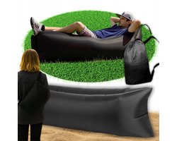 Merkloze Zwarte Opblaasbare Strandstoel Lazy Bag - Comfortabel & Draagbaar