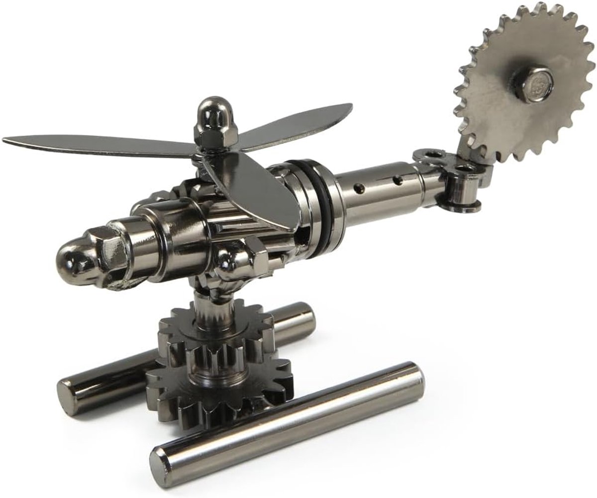 Boerni Retro Iron Art Helicopter Model, Creative Metal Airplane Collection Shelf Plane Sculpture Statue Ornament for - ShopVlot