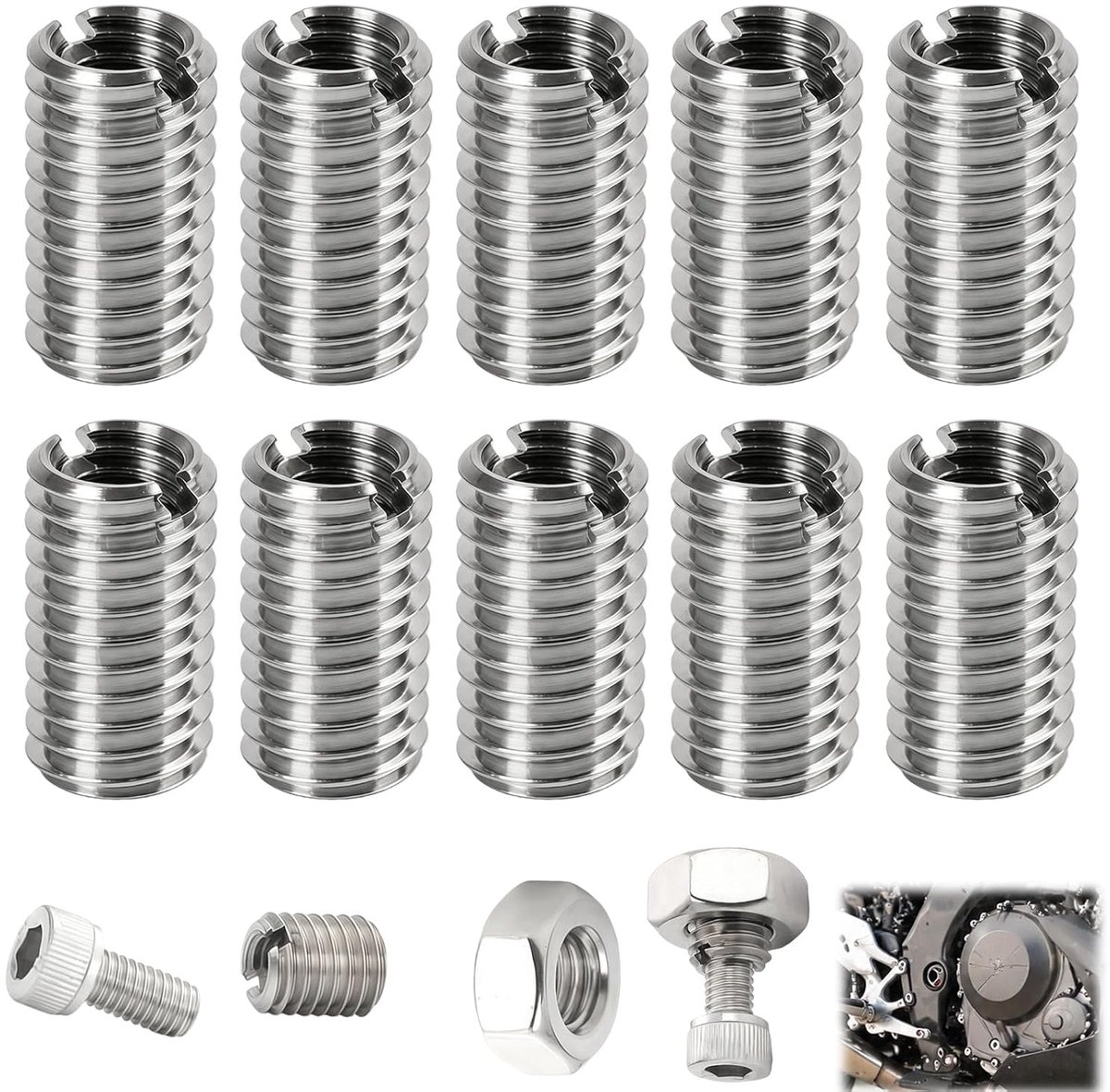 Schroefdraadinzetstuk M8 naar M6 x 15 mm, 10 stuks adapters voor schroefverbindingen, roestvrijstalen - ShopVlot