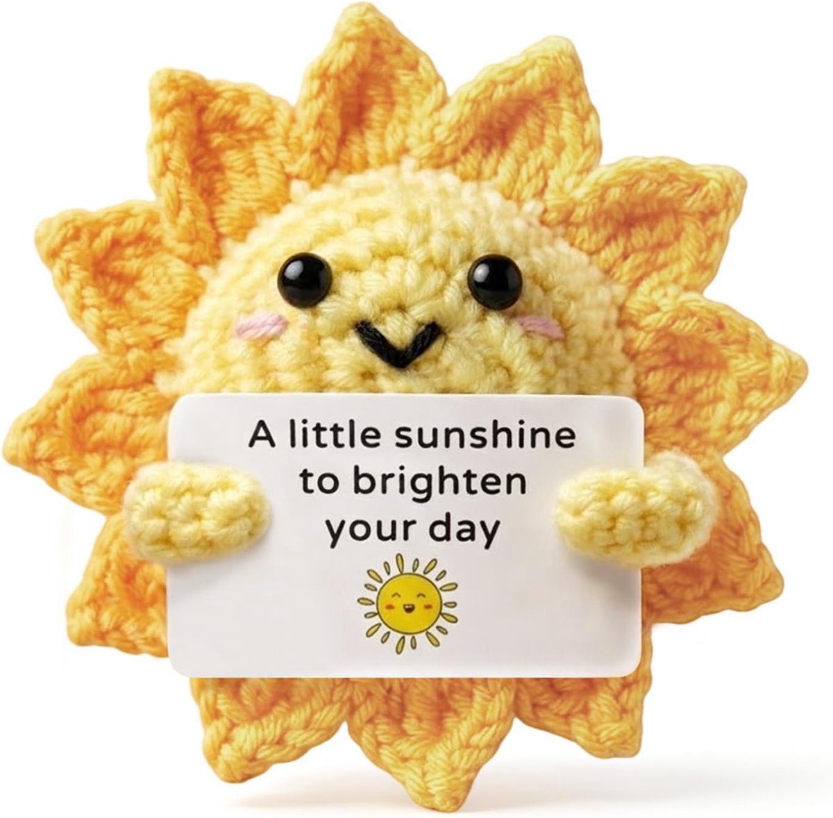 Gehaakte geluksbrenger zon - Handgemaakt met bloemen - Emotionele ondersteuning - Positieve energie voor collega's - ShopVlot