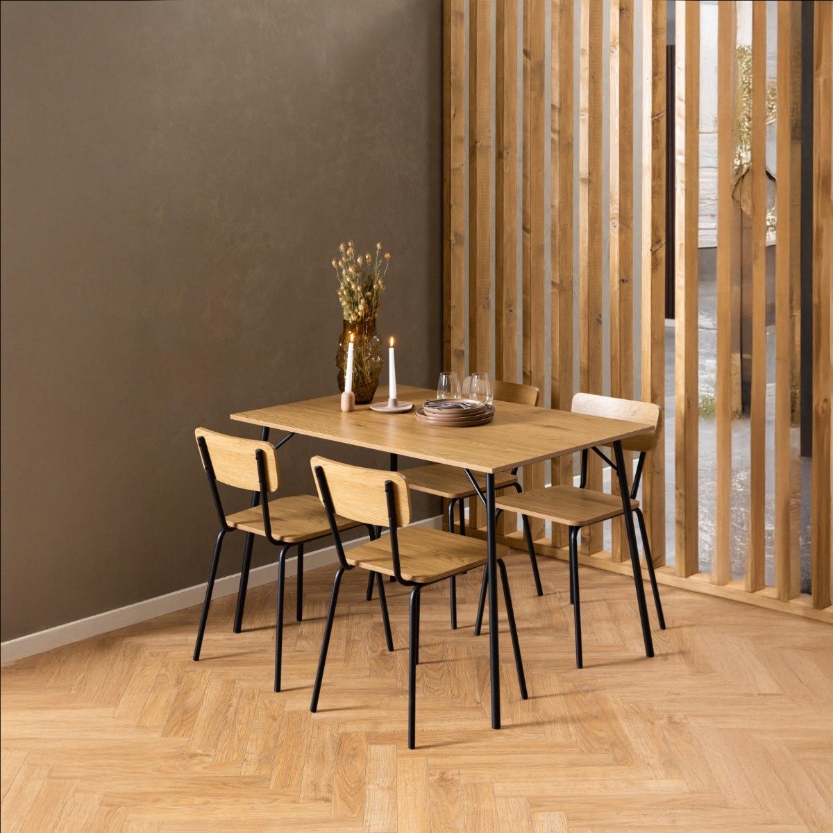 Giga Living Eetkamerstoel Tjorna - Naturel - Zithoogte 45cm - Set van 4
