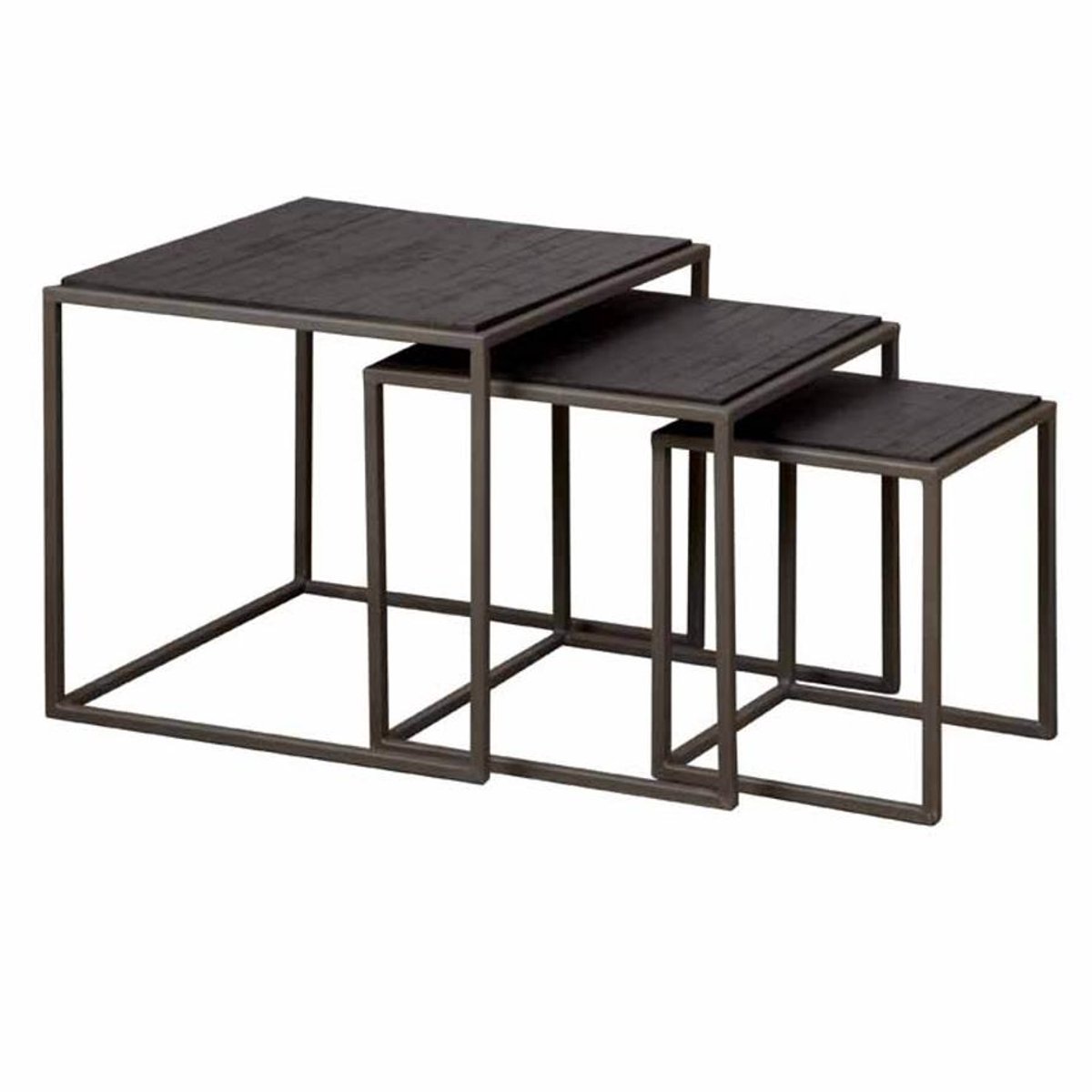 Tower Living Bijzettafel Fanna Set - Rond Grijs Hout - Ø50x50cm