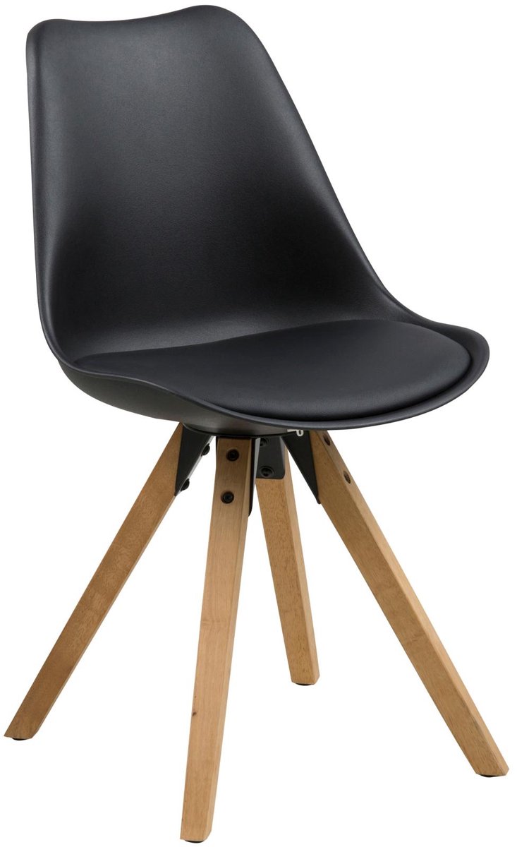 Giga Living Eetkamerstoel Ljusvik - Zwart/Naturel PU Leer - Zithoogte 49cm - Set van 2