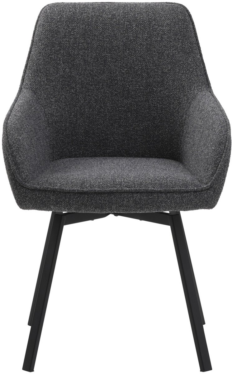 Giga Living Eetkamerstoel Alma - Donkergrijs Draaibaar - Metaal & Polyester - Set van 2