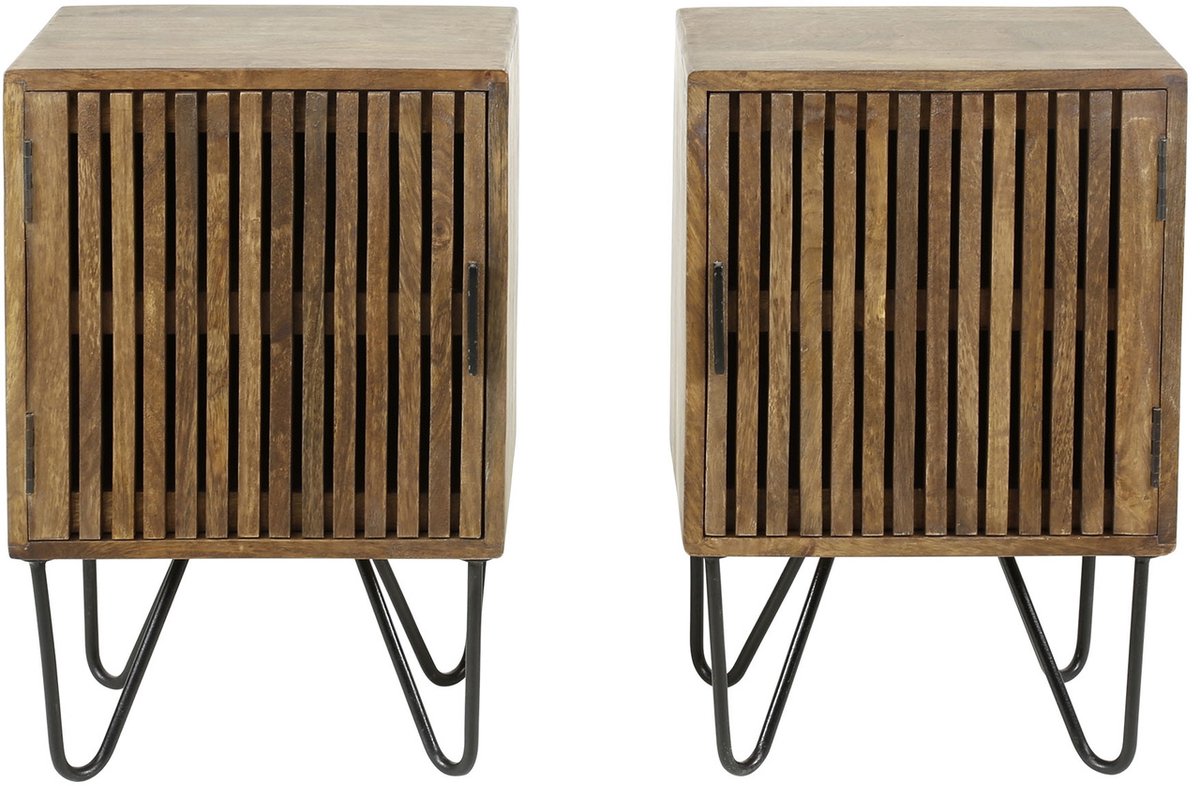 Giga Meubel Nachtkastje Tweak - Naturel Hout - Set van 2 - 40x30x60cm