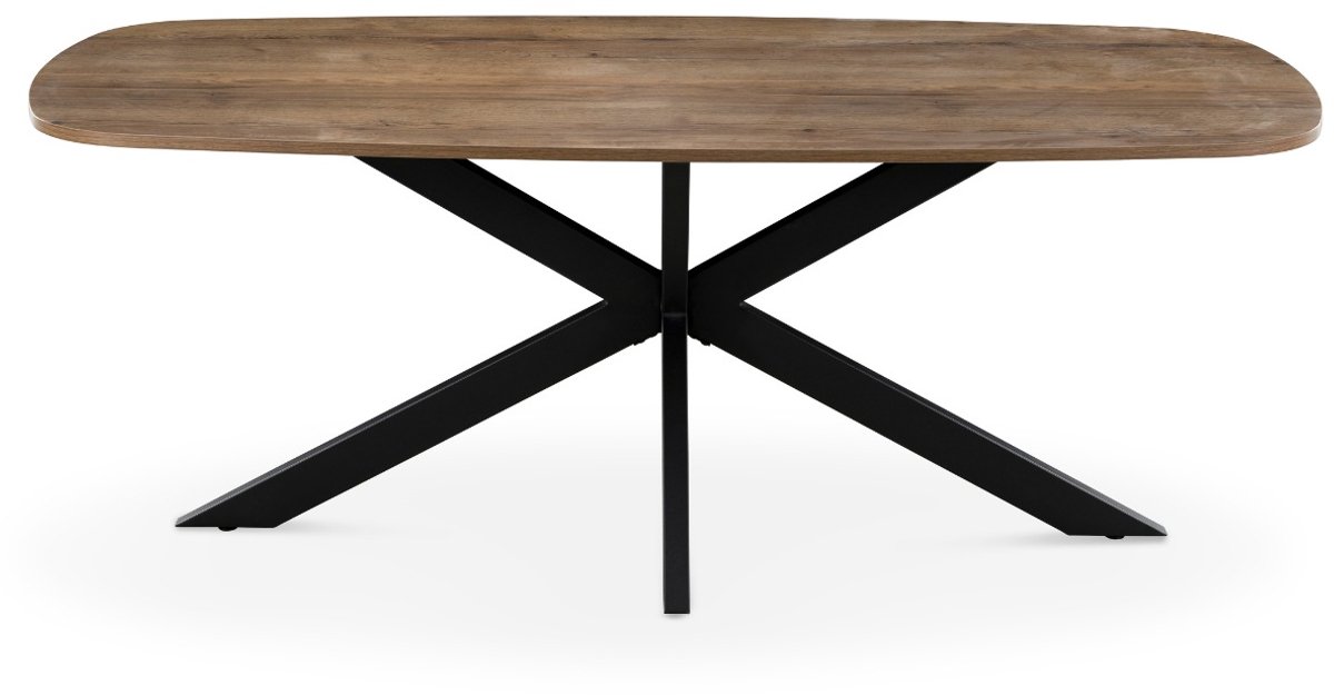 Giga Meubel Eettafel Jaimy - Deens Ovaal Donkerbruin Hout - 200x100x76cm