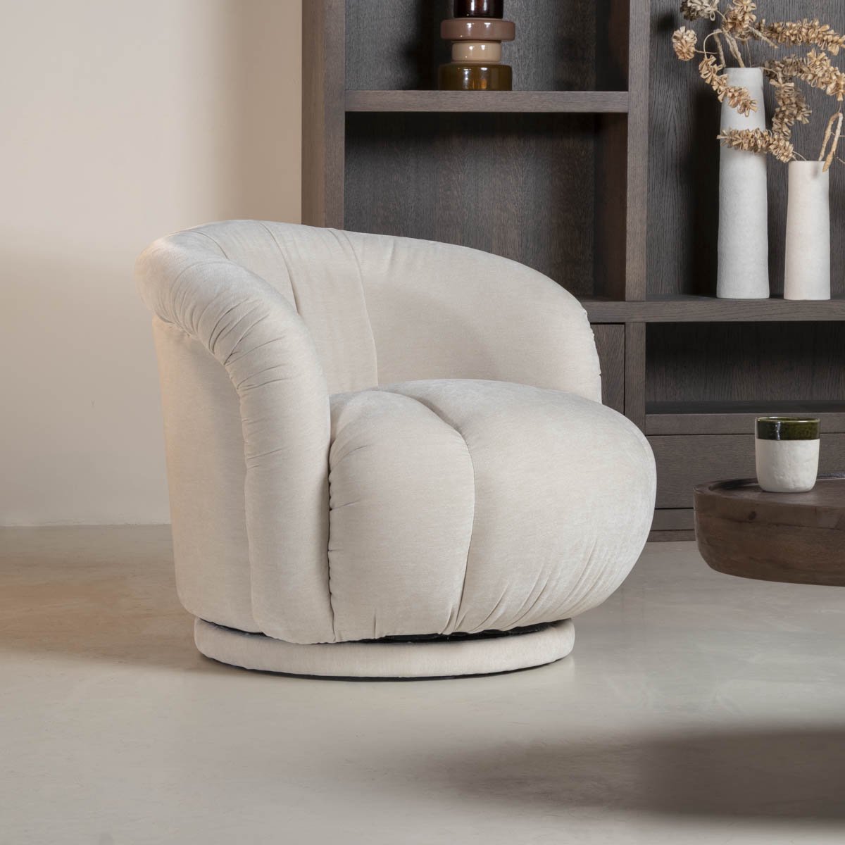 DÉJA Living Fauteuil Arby - Beige Stof/Metaal - 86x84x70cm