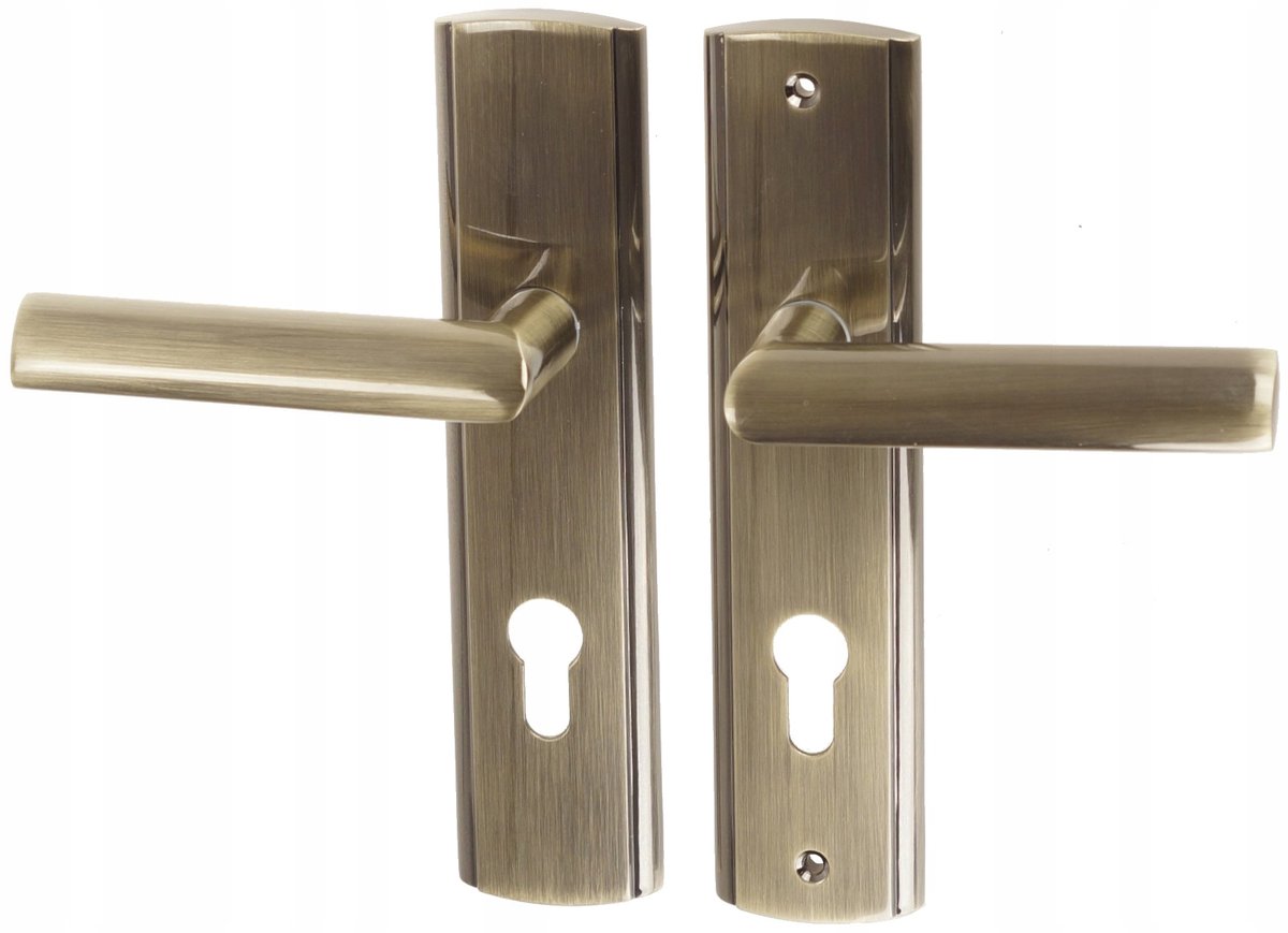 Buitendeur klink MATI 72mm patina, links, met sleutelgat