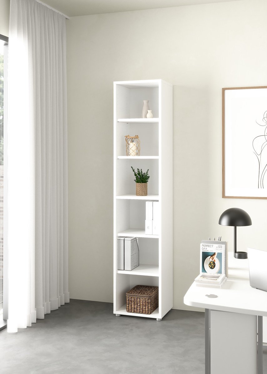 Giga Living Boekenkast Prima - Wit - 50x45x205cm