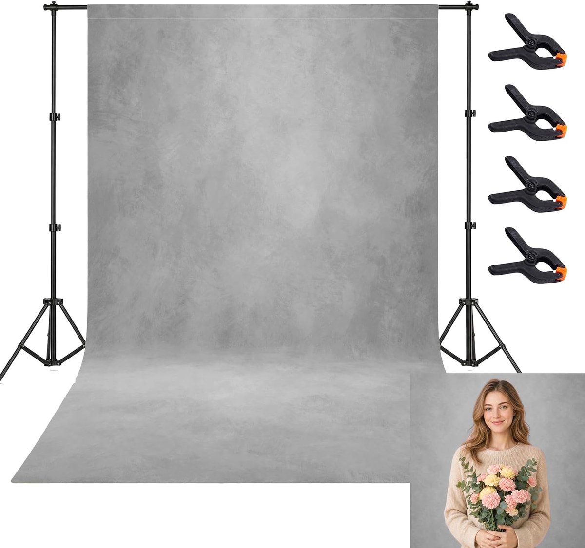 Fotografie Achtergrond 250x300 cm - Abstract Grijs - Dikke Polyester - Ideaal voor Portretten - ShopVlot