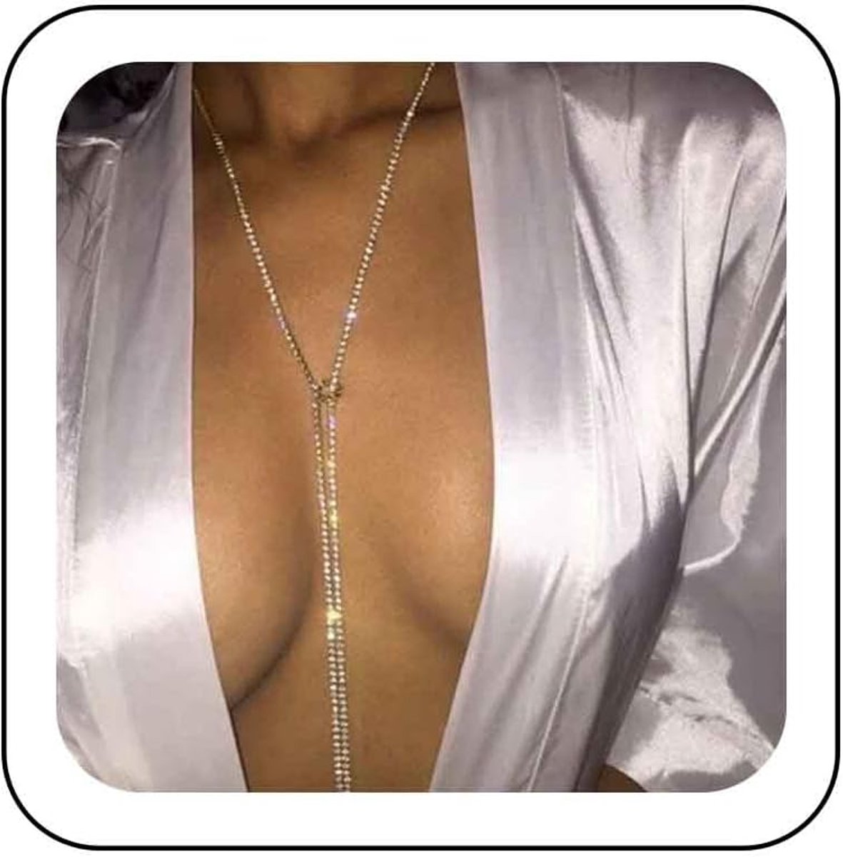Halsketting met rhinestones - 51 inch verstelbare body chain - uniek ontwerp - accentueert je sexy outfit - ShopVlot