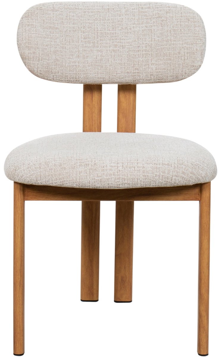 Giga Meubel Eetkamerstoel Noor - Stof/Staal - Beige/Naturel - Set van 2