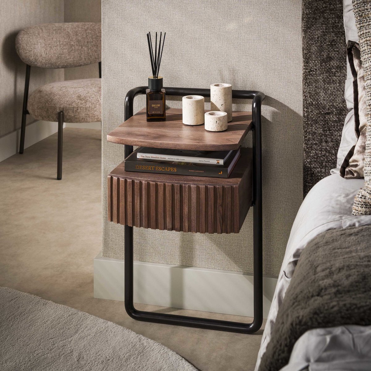 Giga Meubel Nachtkastje Linea Bruin – Massief Acaciahout – 1 Lade – 40x35x67 cm