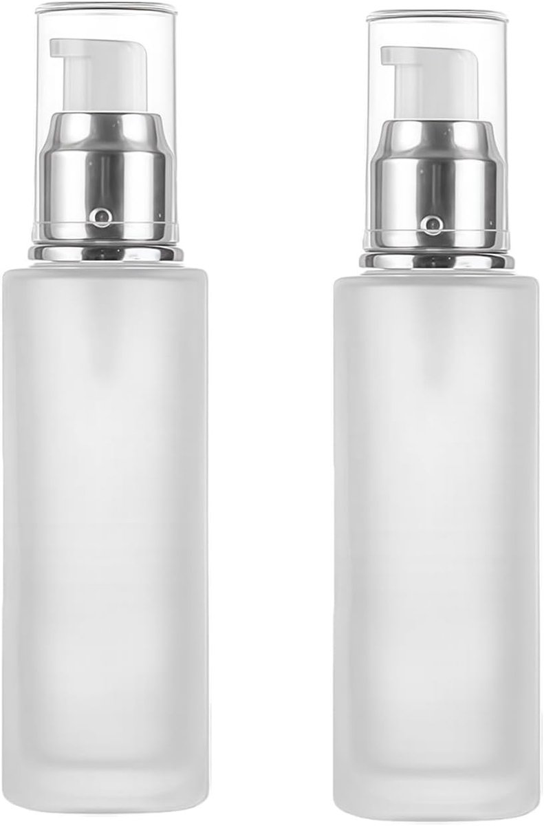Lotion pompdispenser 120ml - helder frosted glas - herbruikbaar - ideaal voor op reis - ShopVlot