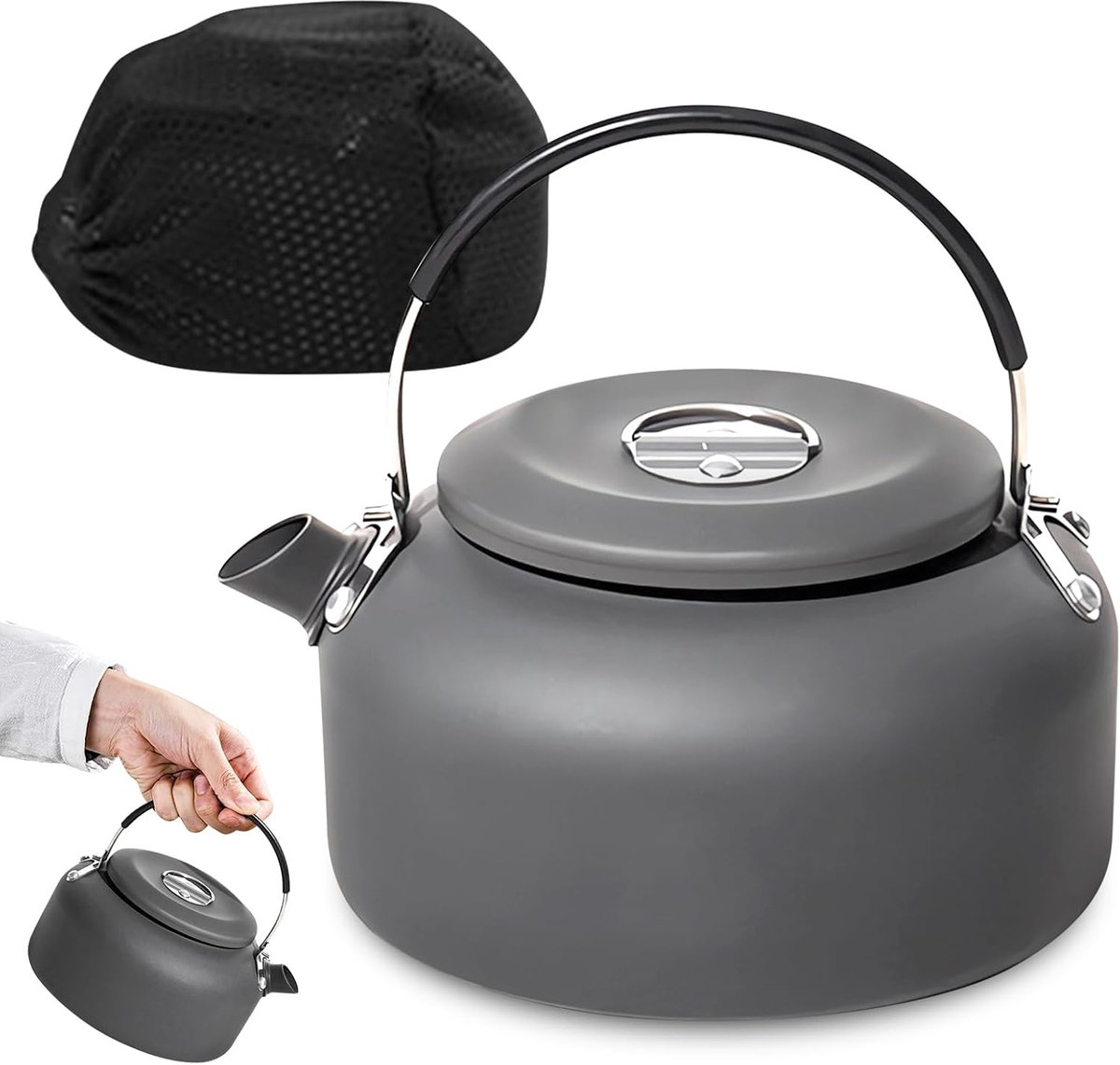 Campingketel 1.4L - Aluminium - Met anti-hitte handvat - Ideaal voor buitengebruik - ShopVlot