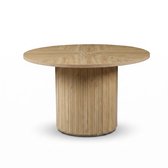 SensaHome Japandi 120cm Ronde Eettafel voor 4 Personen – Keukentafel met Houten Tafelblad – Ø120x75 cm – Eiken