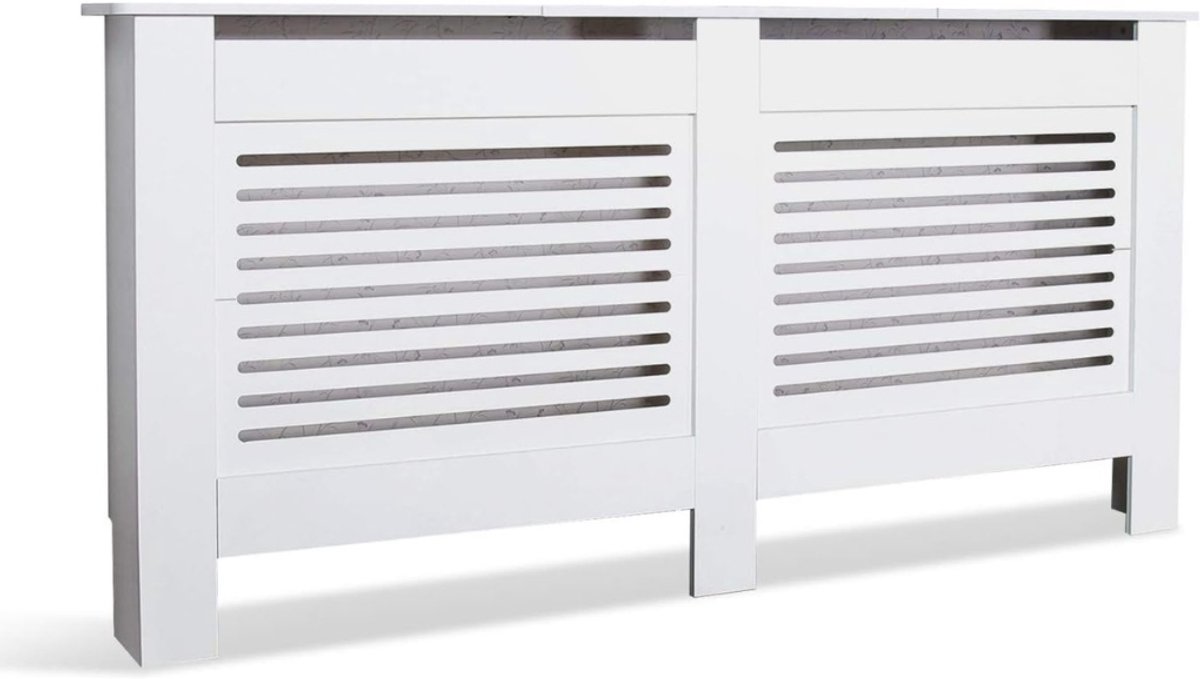 QUOVO® Radiatorbekleding - Radiatoromkasting - Radiatorombouw - Ombouw Verwarming – Radiatorhoes – Verwarmingshoes – Radiator Afdekking – Wit - 19cm x 172cm x 82cm
