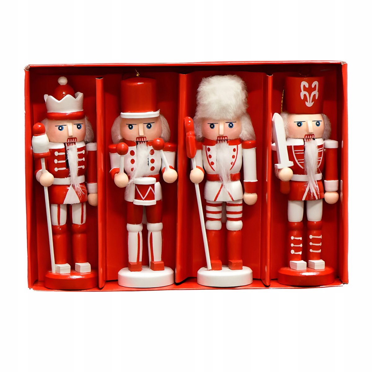 Kerstman Houten Figuur Kerstboom Decoratie Set van 4