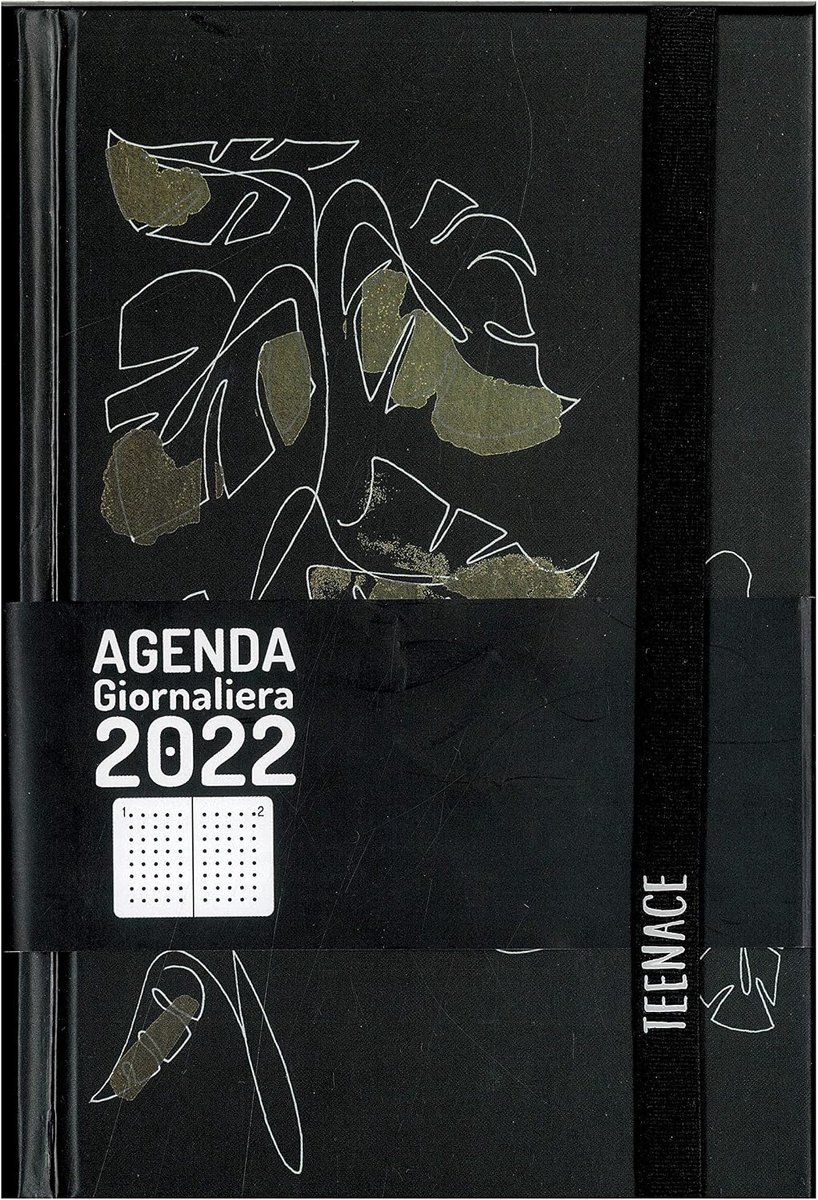 Agenda 2022 12 maanden - 12 x 18 cm - zwart en roze - met elastiek voor georganiseerd plannen - ShopVlot