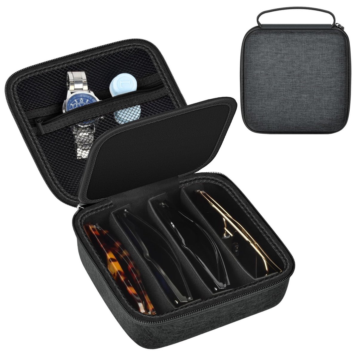 Zonnebril organizer voor 4 brillen - zwart - met vier slots - perfect voor opbergen - ShopVlot