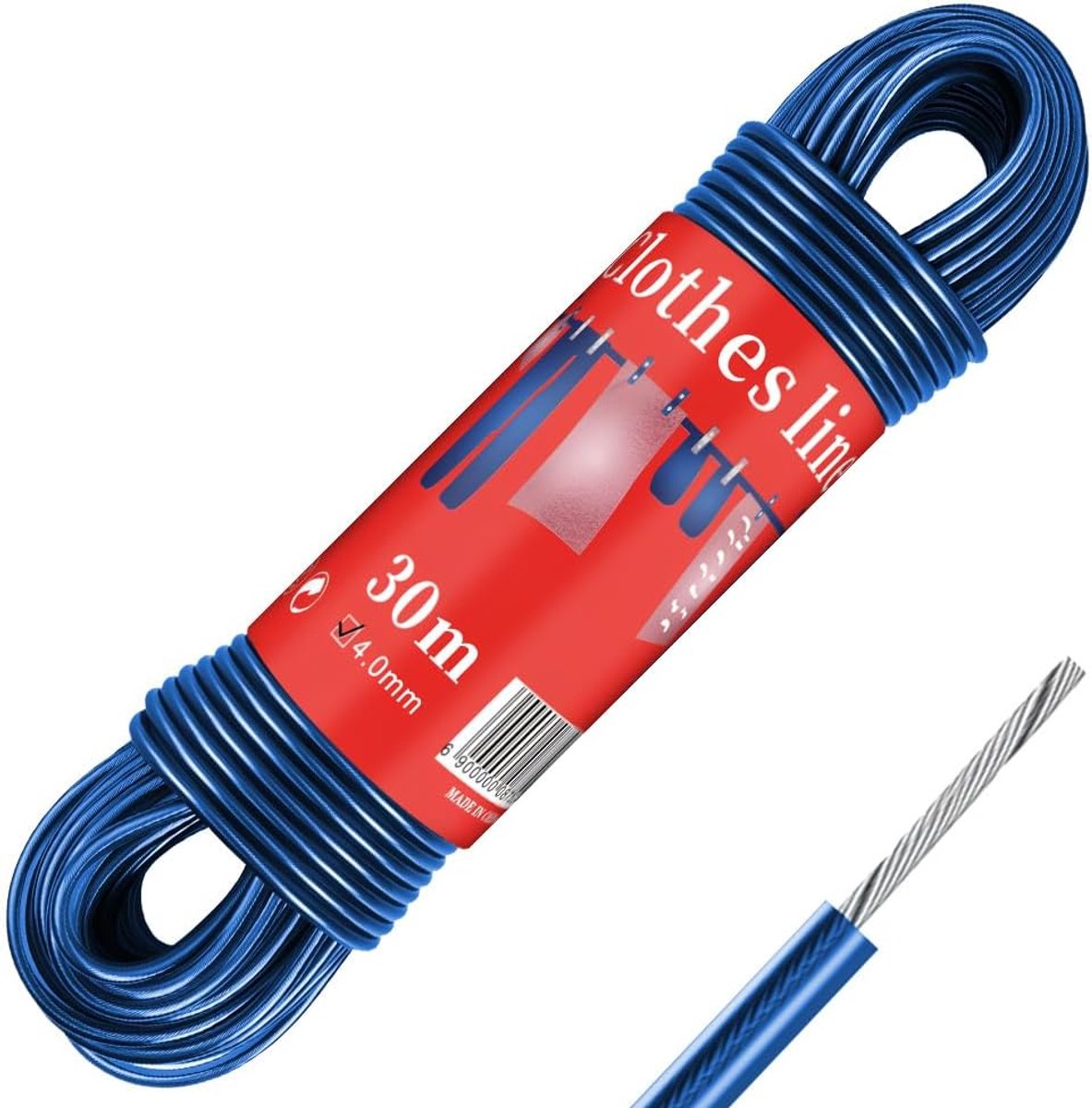 Buitenwaslijn 30m - 4mm zware PVC-gecoate waslijn - Robuust en sterk - Perfect voor tuin en camping - ShopVlot