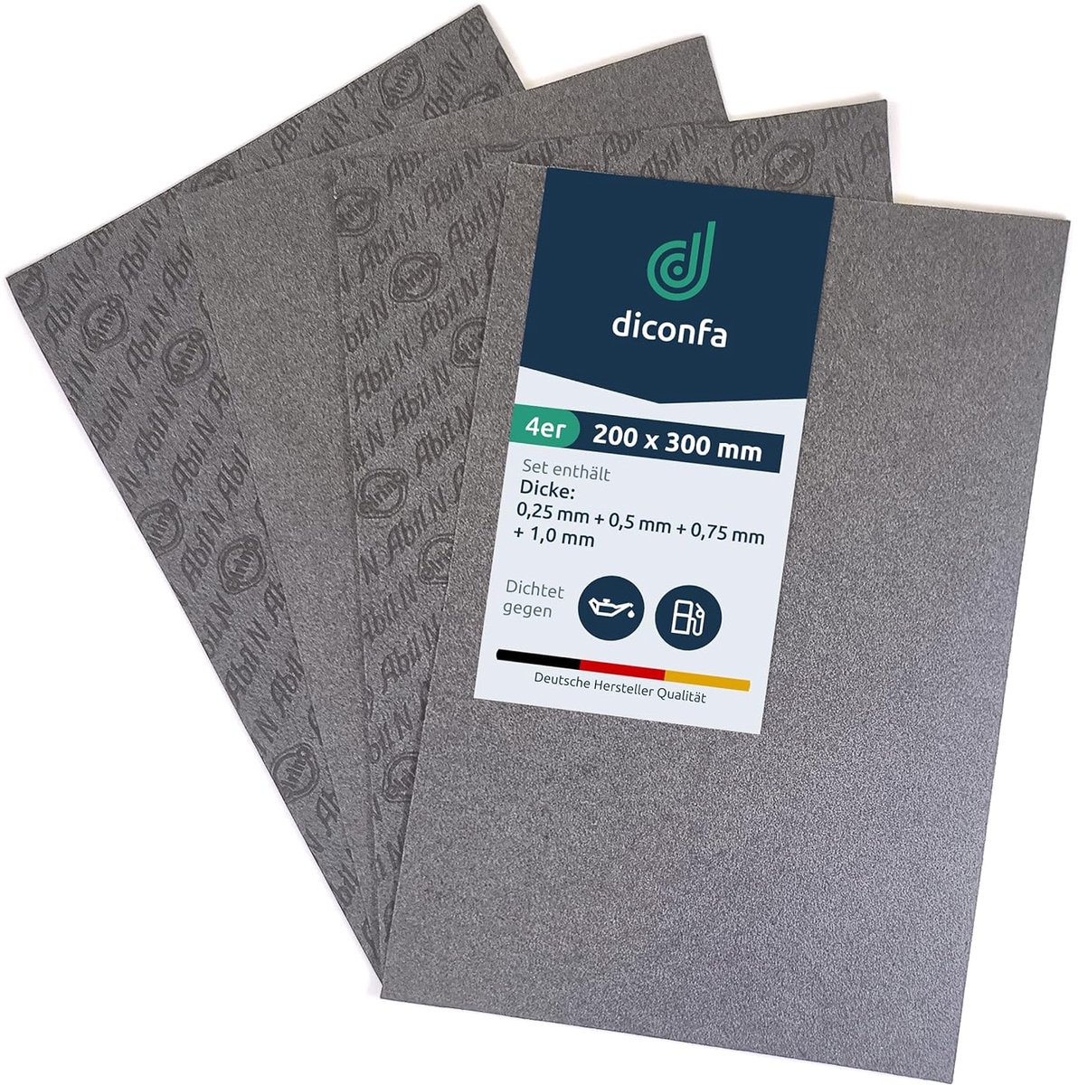 Sealing paper set 4x 0.3 mm / 0.5 mm / 0.8 mm / 1 mm - olie- en benzineresistent - voor auto en motor - ShopVlot