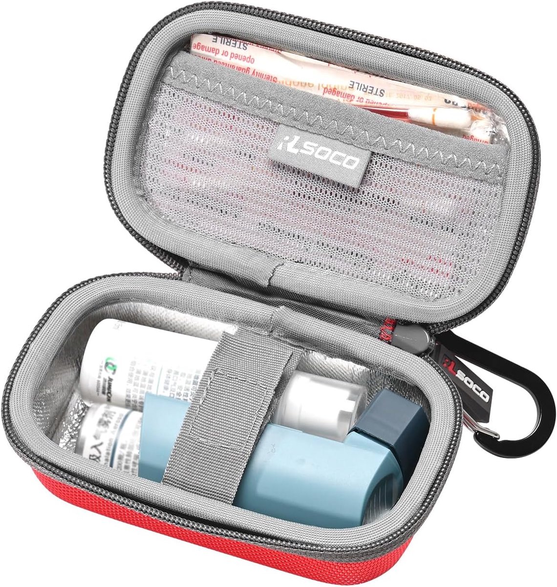 Astma inhaler hoes - rood - voor volwassenen en kinderen - makkelijk mee te nemen - ShopVlot