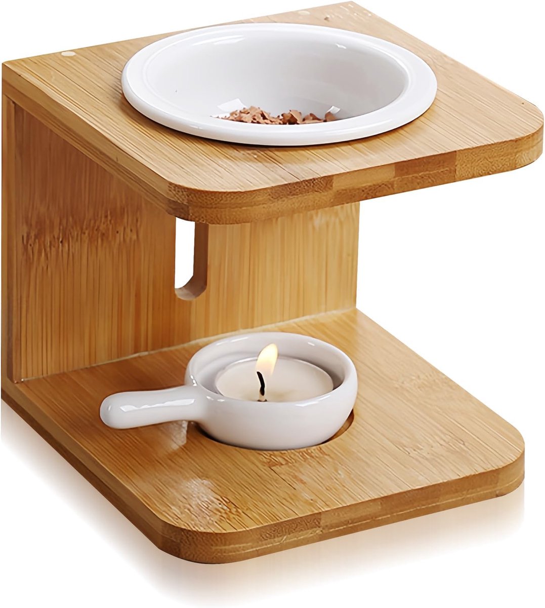 Geurovenlamp voor essentiële oliën - keramiek bamboe - elegant design - aromatherapie voor ontspanning - ShopVlot