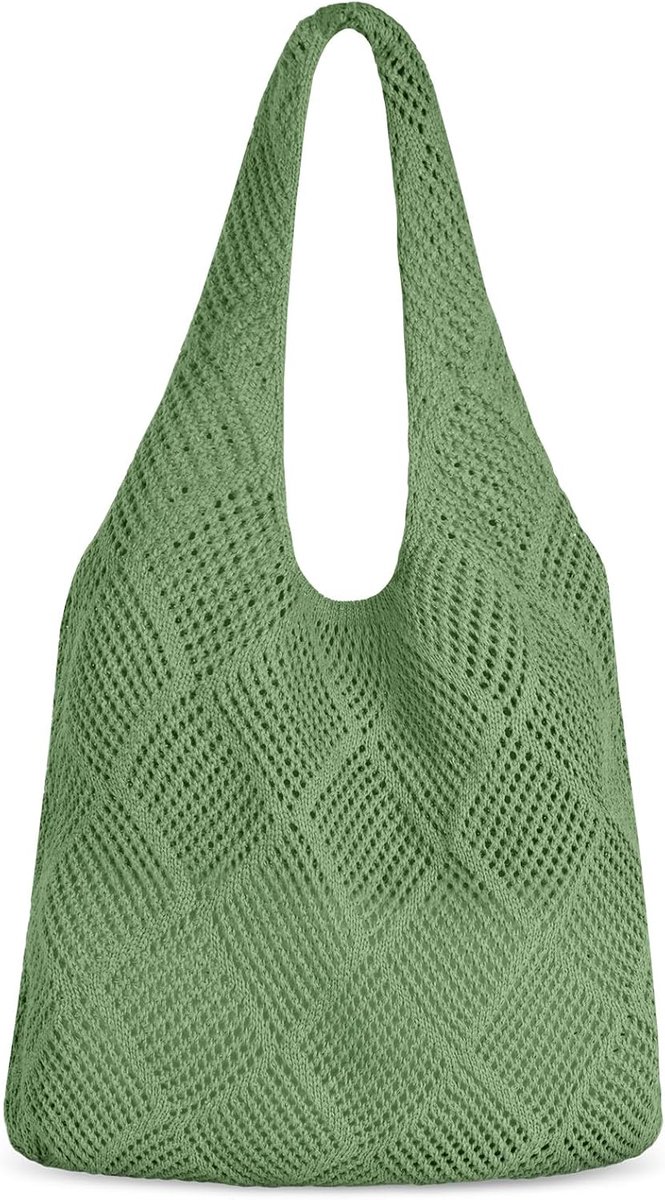 Haken mesh strandtas voor dames - Groene schoudertas - Ideaal voor vakantie en zomer - Aucuu - ShopVlot