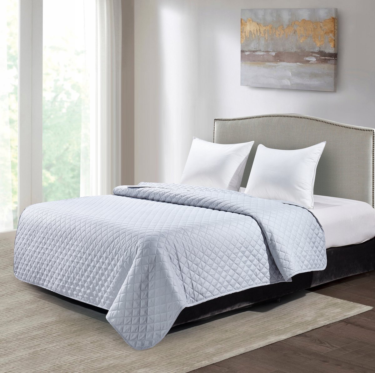 Grijze Gewatteerde Plaid 170x210 cm - Stijlvolle Woondecoratie