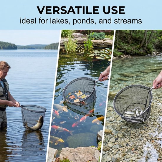 Visschepnet 50 cm - fijnmazig rubberen net - knoopvrij en waterafstotend - ideaal voor veilig vangen - ShopVlot — afbeelding 3