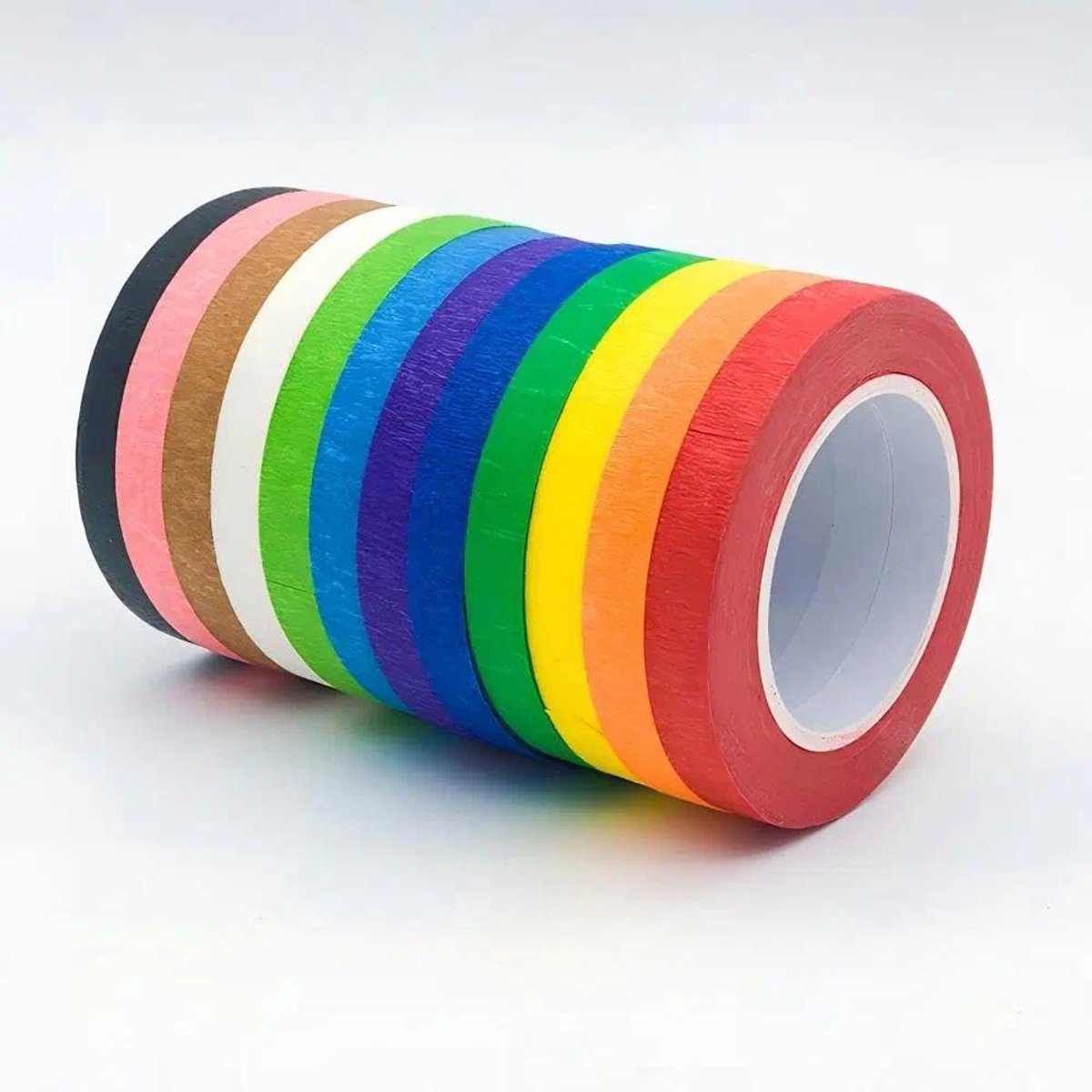 12 stuks gekleurde plakband, 0,8 cm x 15 m crêpe tape - ShopVlot