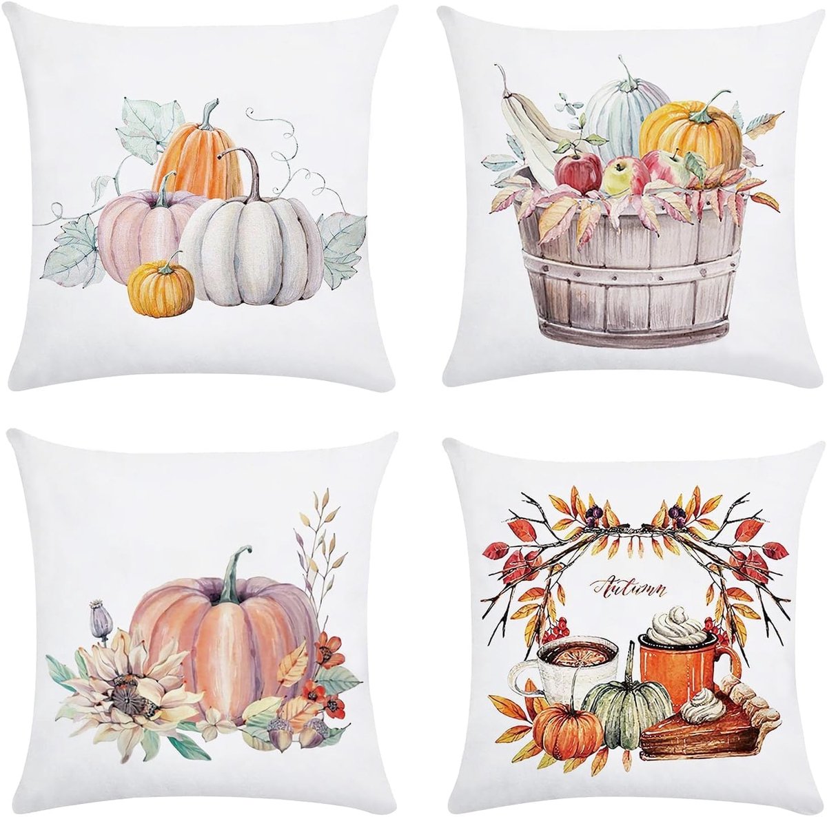 4 Pieces Pillow Cases Autumn, Harvest Party Cushion Cover Autumn, Cushion Autumn Pumpkin Pillow Decoration Pillow - ShopVlot