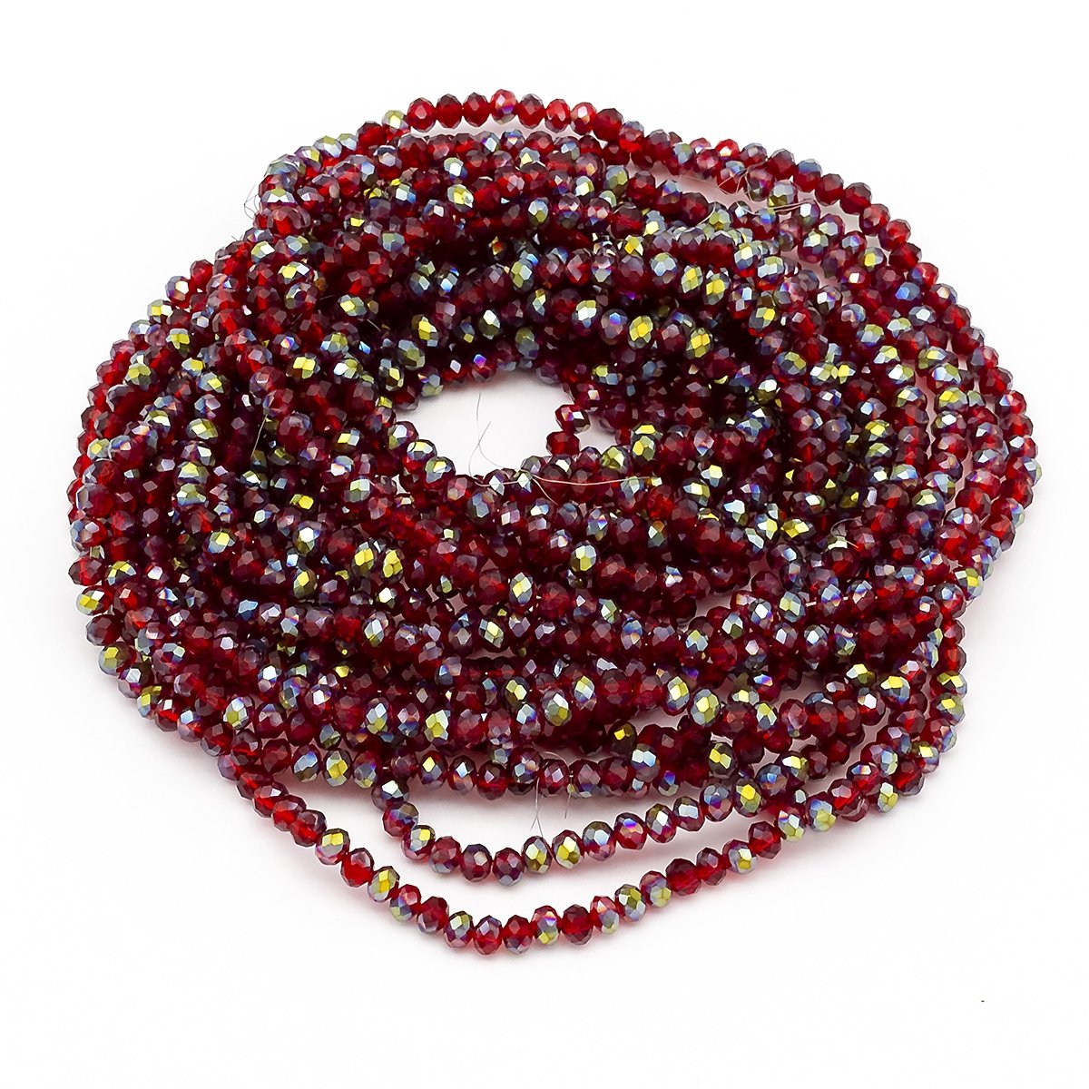 Glazen Kralen Rondel Baksteen Rood 4x3mm 120st/40cm