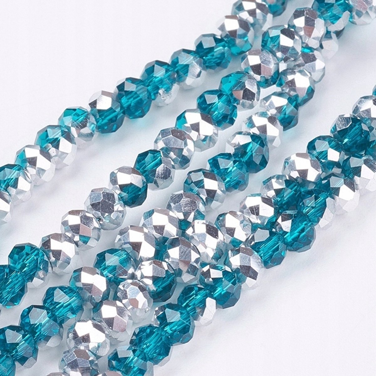Glazen Kralen Rondel Grijs-Blauw 6x4mm 98 stuks