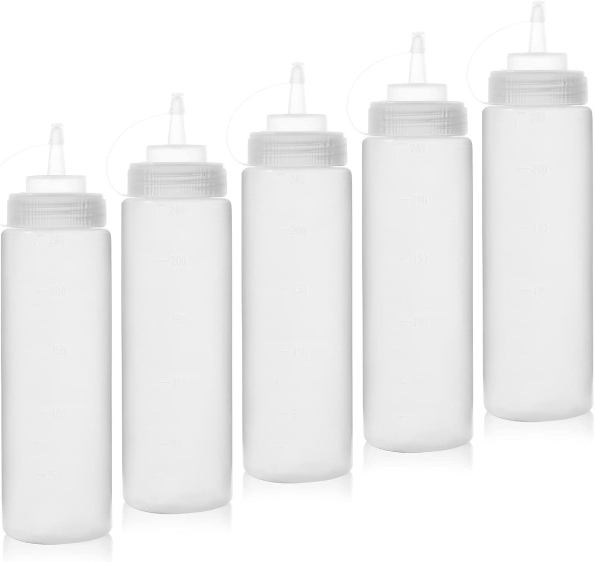 Squeeze flessen 240ml - plastic knijpfles - lekvrij ontwerp - perfect voor sauzen en dressings - ShopVlot