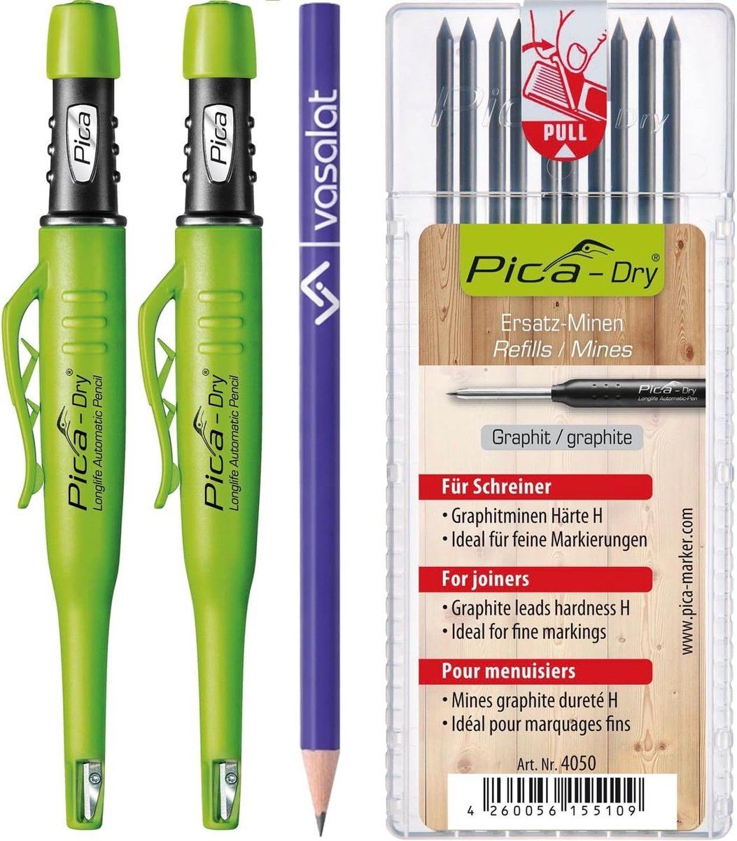 Pica Marker Set - Multicolor - 3-delig - Automatische Vulling met 10 Grafietvullingen - Voor Tekenen en Markeren