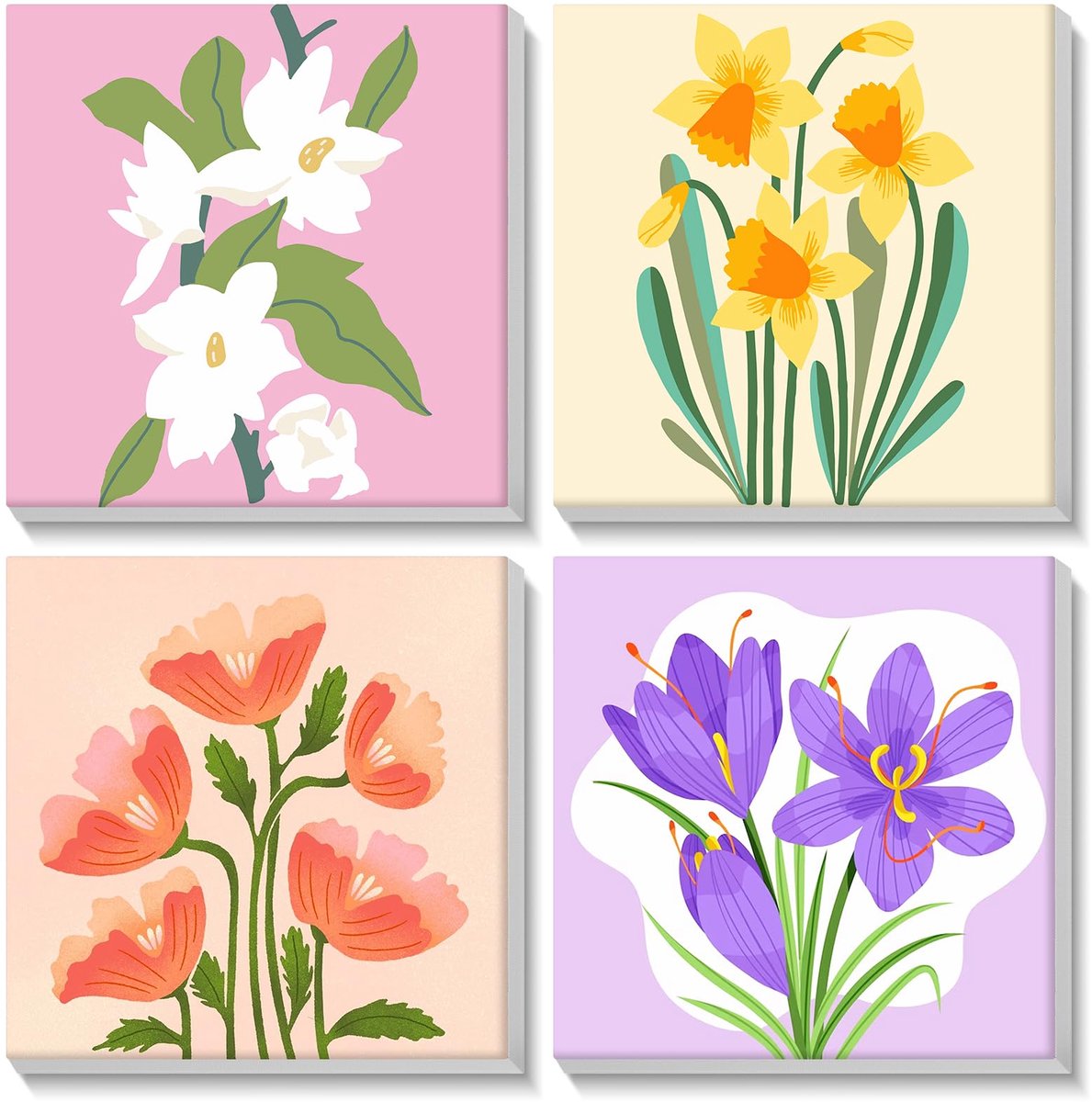 MISCER 4 Pack Flowers Schilderen op Nummer met Frame, Bloemen DIY Verf op Nummer Kits voor Volwassenen en Kinderen - ShopVlot