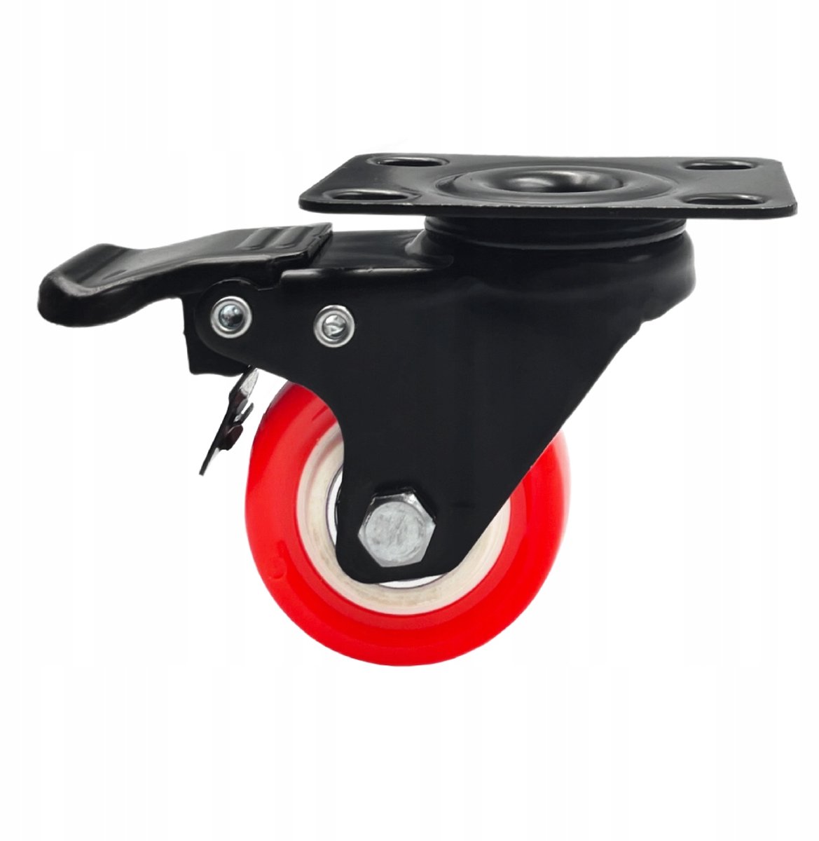 Zwenkwiel 50mm met rem, 40kg draagvermogen, PVC, montageplaat