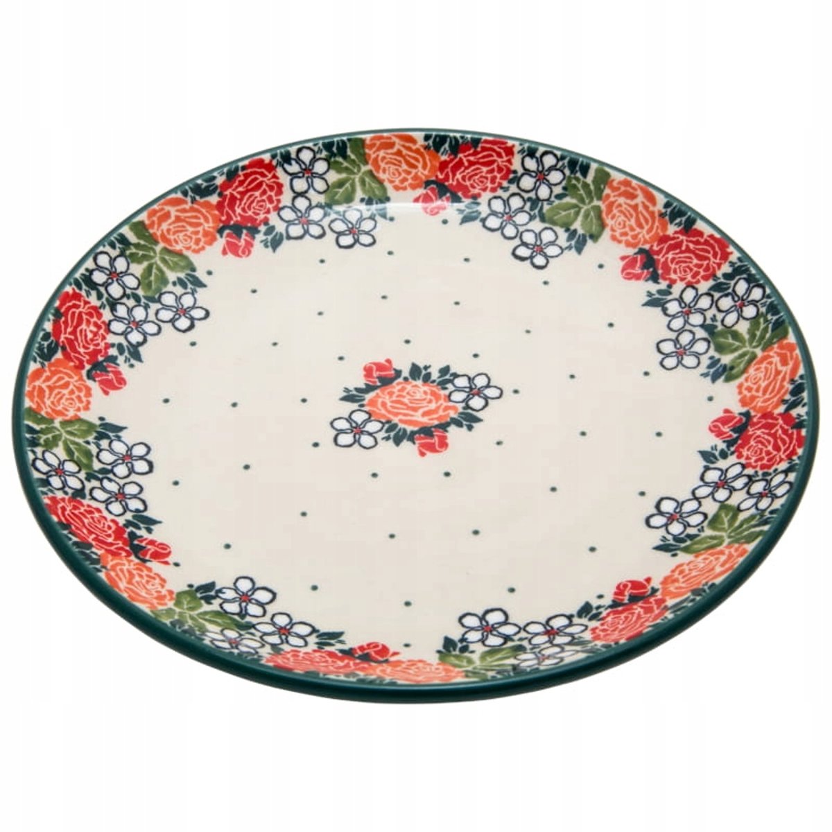 Bolesławiec Handgemaakt dessertbord 20 cm Bloemenpatroon