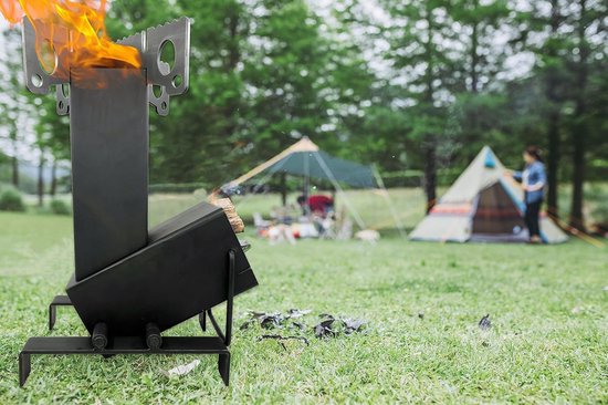 Vouwbare Rocket Stove - grote brandstofkamer - ideaal voor buitenkoken - StarBlue — afbeelding 3