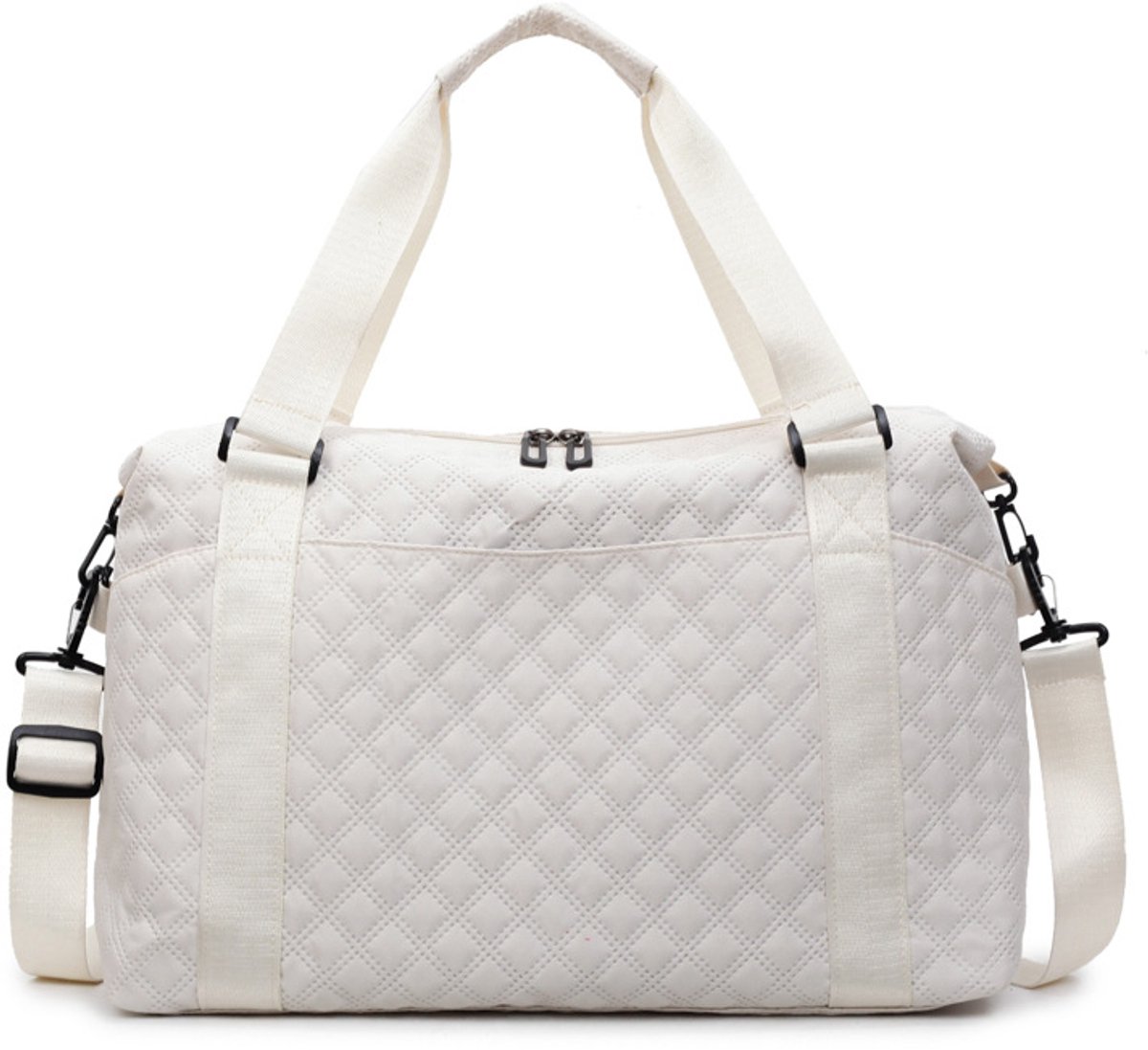 Dames Sporttas - Handtas - Rugtas - Tas - Kleine Weekendtas - Sporttas Dames en Meisjes - Kleine sporttas voor dames - Reistas - Grote Capaciteit - Voor Korte Trips En Gemakkelijk Te Bevestigen Aan De Handgreep Van Een Koffer - wit - 28×43×18 cm
