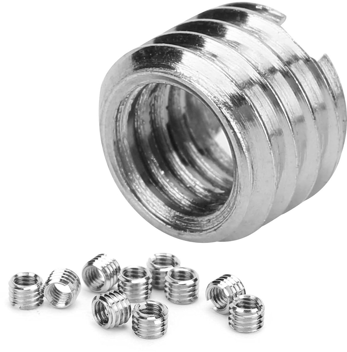 10Pcs Wire Inserts Hardware Fastener Inner M6 * 1.0 Outer M8 * 1.25 Length 6MM Man Woman Reducing Nut Stainless Steel - ShopVlot