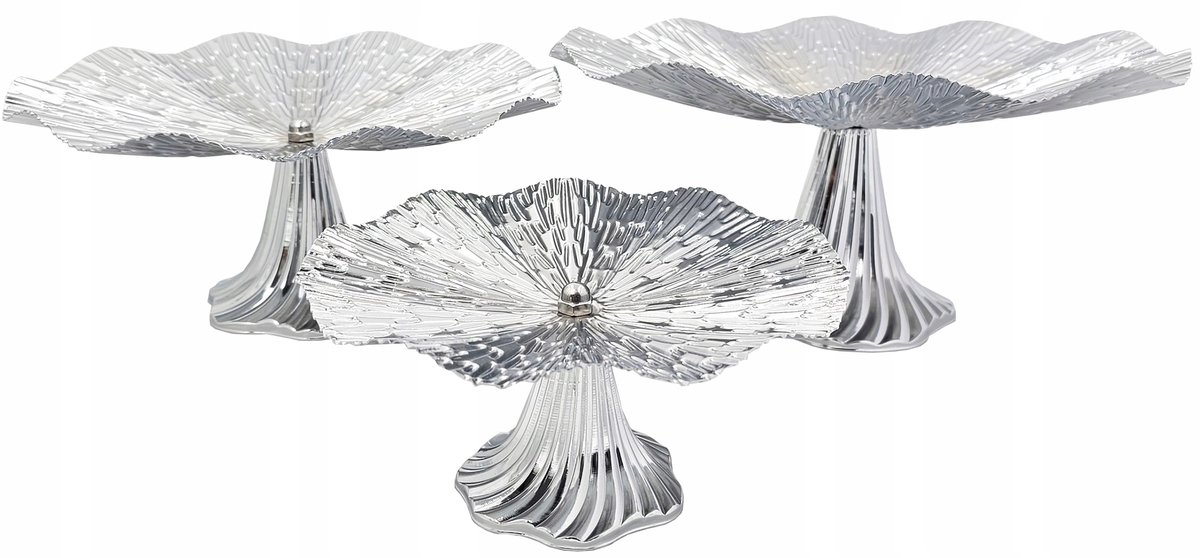 Zilveren Serveerset BC3862 - 3 Delig - Taart & Cupcake Plateau